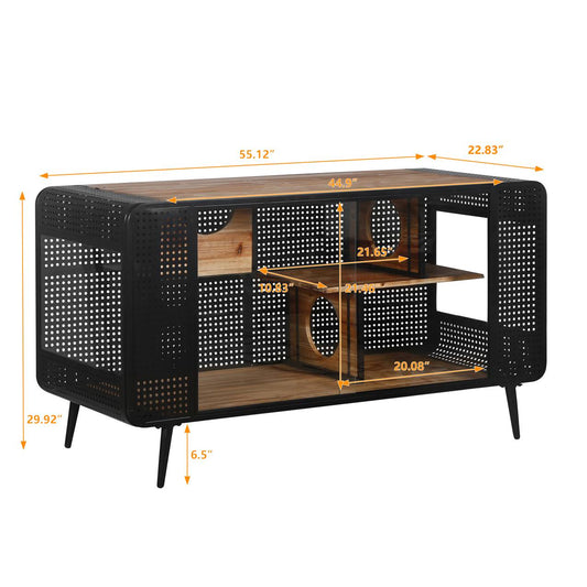 KFX-9692477 Spacious Cat House with Tempered Glass Doors and Modern Design for Indoor Use