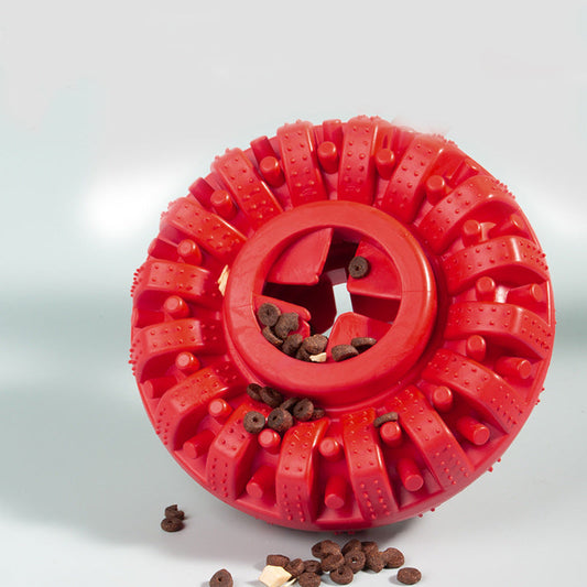 KFX-9695421 Durable Dog Chew Toy for Molar Health and Intelligence Training - Red Rubber, 14x14x5cm