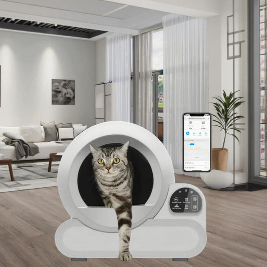 KFX-969619 Automatic Self-Cleaning Cat Litter Box with 70L Capacity for Large Cats up to 10kg, Easy Clean and Odor Control