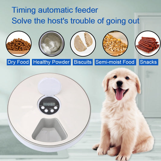 KFX-9698365 Automatic Pet Feeder with 6 Grids and Voice Reminder Function