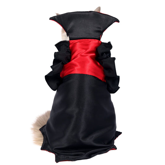 KFX-9698749 Cat Halloween Vampire Costume for Pets - Polyester and Spandex, Two-Legged Design, Sizes M and L