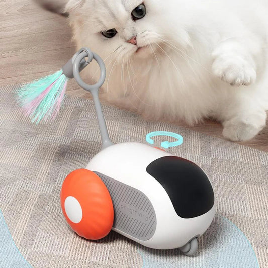 KFX-9701181 Interactive Remote Control Cat Car Toy - Automatic Self-Moving, USB Charging with Obstacle Avoidance