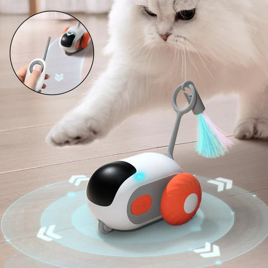 KFX-9701181 Interactive Remote Control Cat Car Toy - Automatic Self-Moving, USB Charging with Obstacle Avoidance