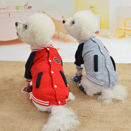 KFX-9705405 Cozy Fleece Dog and Cat Baseball Uniform for Autumn and Winter