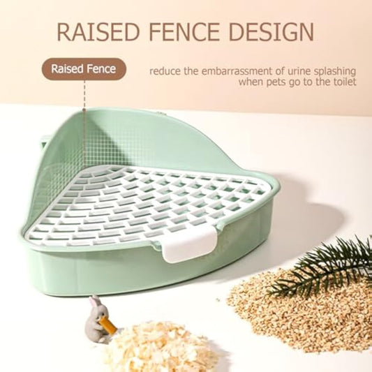 KFX-9705789 Corner Litter Box for Small Pets - Ideal Potty Trainer for Rabbits, Hamsters, Guinea Pigs, Ferrets, and Chinchillas