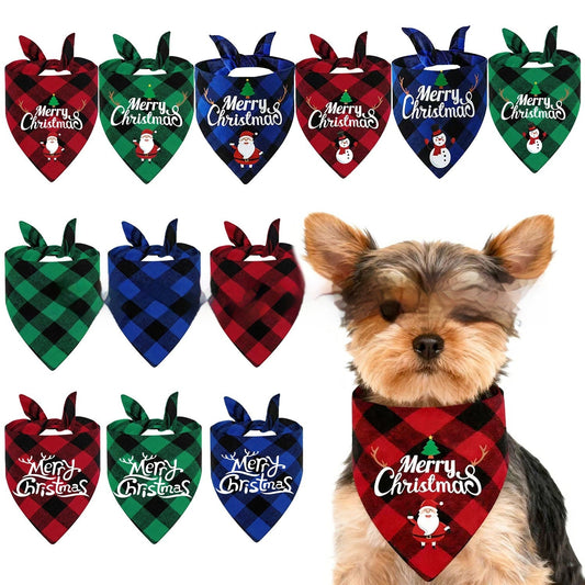 KFX-9713469 Christmas Pet Triangle Plaid Towel in Various Patterns and Colors