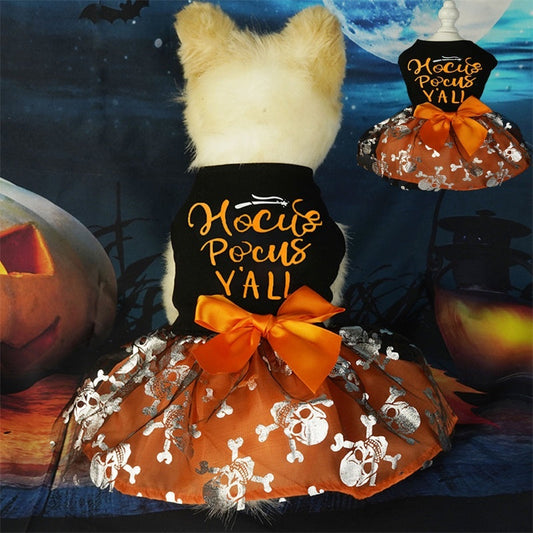 KFX-9726013 Halloween Skull Black Costume for Dogs and Cats – Sizes S, M, L, XL – Polyester Pet Clothing