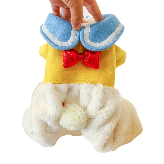 KFX-9731773 Padded Cotton Pet Jacket with Bowknot Collar – Available in Blue and Yellow