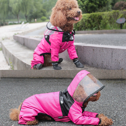 KFX-9737277 Long Legged Dog Rain Poncho with Transparent Brim and High Waterproof Fabric