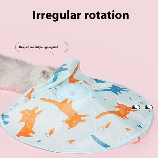 KFX-9737917 Interactive Electric Cat Teaser Toy with Rechargeable Turntable in Peekaboo Colors