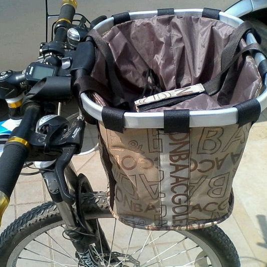 KFX-9745085 Elegant Brown Floral Folding Bicycle Basket, Dimensions 32x23x26 cm