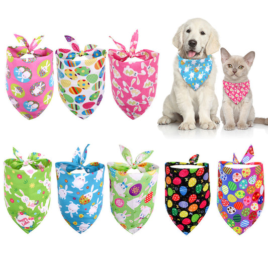 KFX-9746237 Easter-Themed Pet Triangle Scarf Towel for Medium and Large Dogs