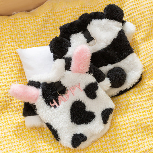 KFX-9746621 Cute Fluffy Winter Jacket for Dogs - Cow and Panda Designs, Available in Multiple Sizes