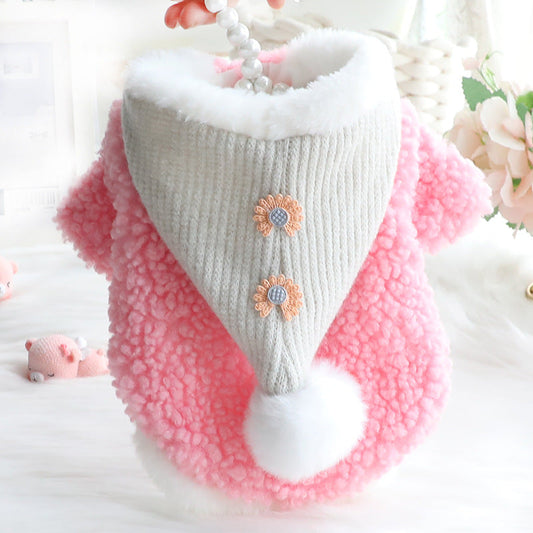 KFX-9747005 Cozy Plush Princess Dog Coat for Fall and Winter in Blue and Pink