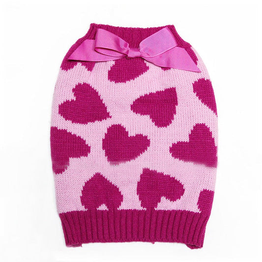 KFX-9749181 Cozy Rose Love Pet Sweater for Autumn and Winter, Available in Multiple Sizes