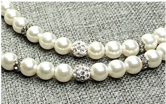 KFX-9775421 Elegant Pearl Dog Leash and Collar Set - White, Size S/M/L
