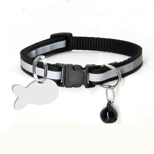 KFX-9777469 Reflective Nylon Dog and Cat Collar with Fish Tag in Multiple Colors