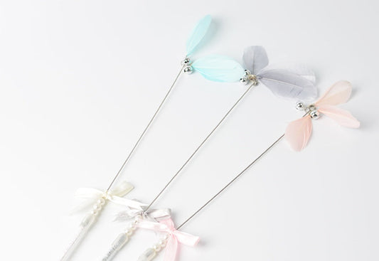 KFX-9782205 Feather Bell Fairy Pen - Colorful Cat Stick in Korean Powder, Gray, Lake Blue