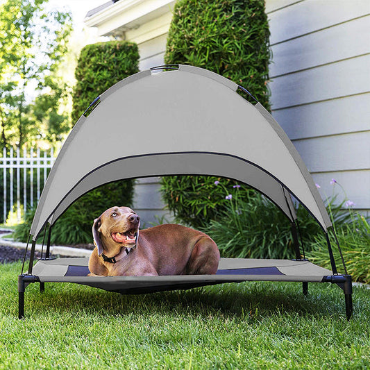 KFX-9791933 Pet Outdoor Supplies Covered Loft Bed with Sunshade Tent – Available in Cross, Parallel, and No Tent Styles