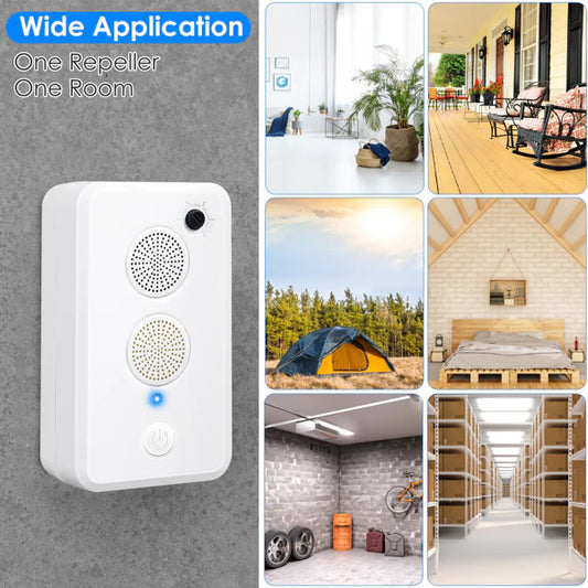 KFX-9794877 4-Pack Ultrasonic Pest Repeller with Adjustable 1-75KHz Frequency, 6 Levels, Indoor & Outdoor Use, 950mAh Rechargeable, Covers 753 Sq.ft