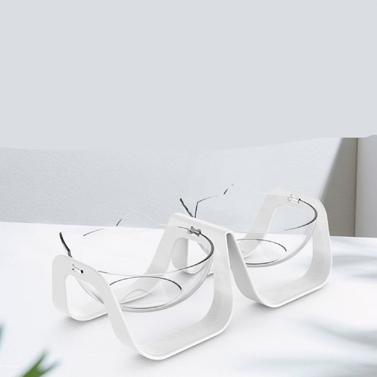 KFX-9814333 Adjustable 15° Double Bowl for Cats – Eco-Friendly Design in Pure White and Macaron Blue