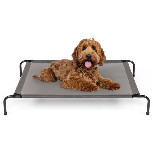 KFX-9818557 Elevated Dog Bed with Durable Textilene Mesh, Indoor and Outdoor Pet Bed, 43" x 26" x 8", Gray