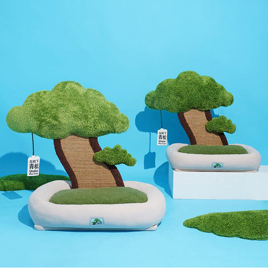 KFX-9819965 Pet Green Pine Tree Shape Cozy Cat Litter for Resting and Claw Grinding