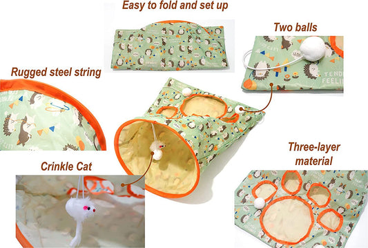 KFX-9826493 Diamond Bag Cat Toy - Sounding Hedgehog Design, Orange Polyester Cloth, 35x45x30CM