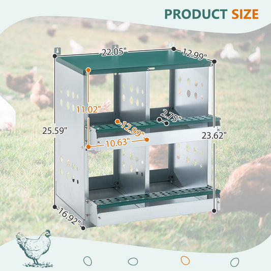 KFX-9829309 4-Compartment Metal Nesting Box for Chickens - Wall Mounted Egg Laying Coop with Ventilation and Easy Cleaning