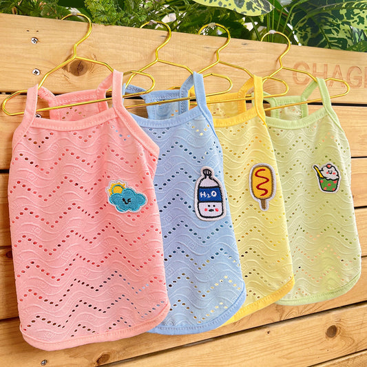 KFX-9831997 Breathable Camisole for Dogs in Pink, Blue, Yellow, and Green - Various Sizes Available