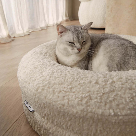 KFX-9835453 Cozy Solid Color Round Pet Bed for Cats in Various Sizes and Soft Materials