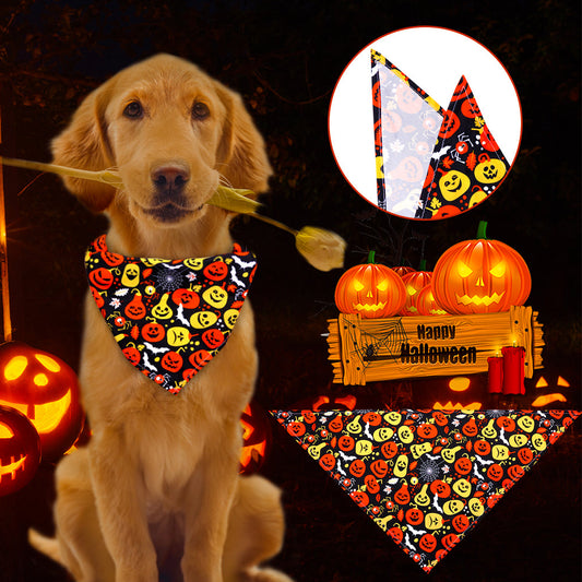 KFX-9844541 Halloween-Themed Dog Bandana Scarf - Various Sizes and Prints