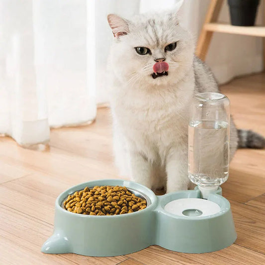 KFX-9864253 Automatic Pet Water and Food Feeder Bowl, Stainless Steel, Ergonomic Design for Cats and Dogs