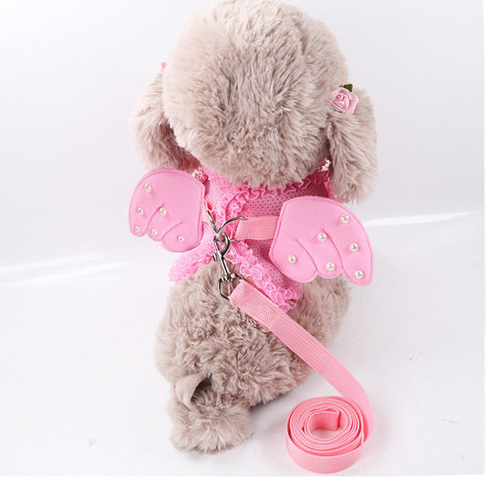 KFX-9873213 Comfortable Pink Polyester Pet Harness and Traction Belt for Small to Large Pets