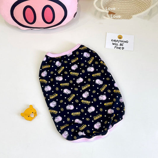 KFX-9874493 Gold Coin Pig Lycra Cotton Pet Spring and Summer Vest T-shirt, Multiple Sizes Available
