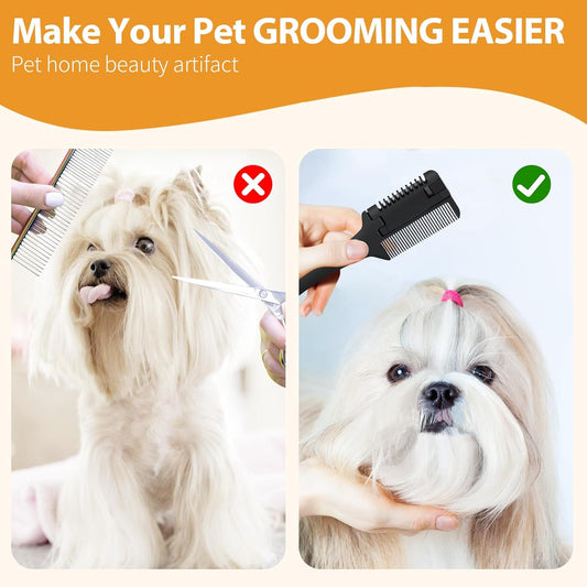 KFX-9877181 2-in-1 Pet Razor Comb for Dogs and Cats with Extra Blades – Grooming Brush and Hair Trimmer
