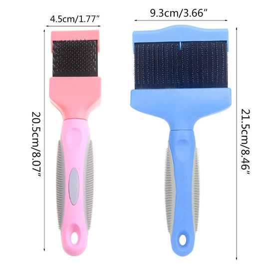 KFX-9882941 Double-Sided Stainless Steel Pet Brush for Grooming & Shedding Management - Detangling Tool for Dogs & Cats