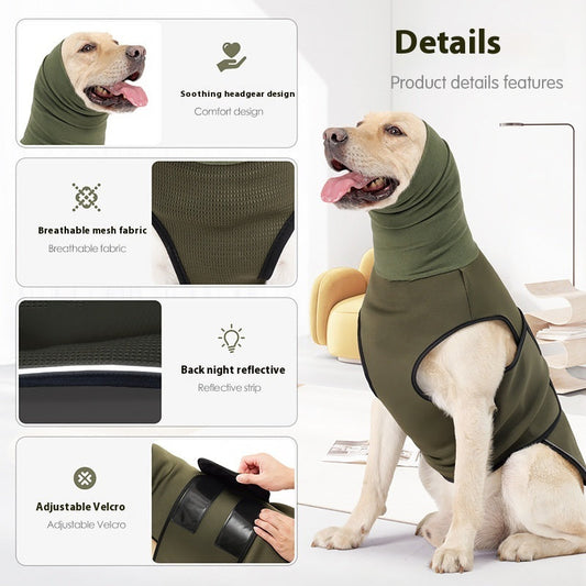 KFX-9885117 Anti-Anxiety Dog Jacket in Army Green and Dark Blue – Soothing Clothing for Pets, Sizes XS to XXXL