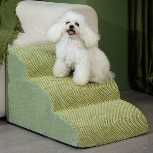 KFX-9887293 Removable Washable Pet Stairs - Adjustable Dog Ramp in Brown and Green Options