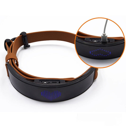 KFX-9887421 LED Display Dog Harness - Monochrome Leather Collar with Colorful Lights for All Seasons