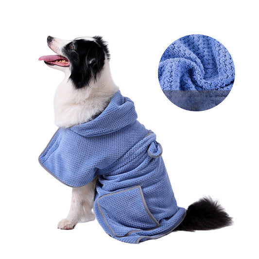 KFX-9892669 High Absorbent Quick-Drying Dog Bath Towel Robe with Adjustable Waistband