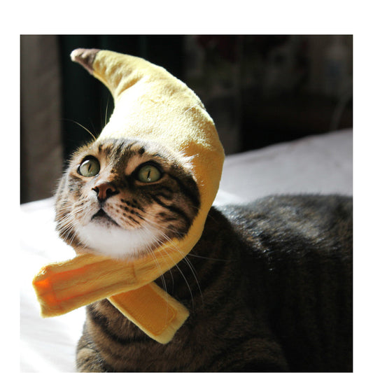 KFX-9895997 Yellow Banana Cross Hat for Medium Dogs and Pets - Adjustable Neck Circumference 30cm