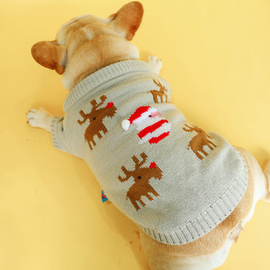 KFX-9916221 Cozy Elk Design Acrylic Sweater for Pets – Casual Holiday Attire
