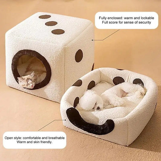 KFX-9924029 Cozy Teddy Plush Dog Kennel for Autumn and Winter - Small to Large Sizes Available