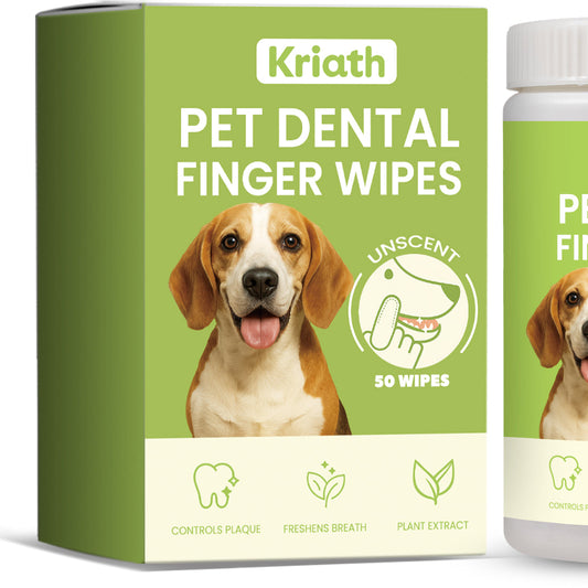 KFX-9929917 Pet Dental Finger Wipes with Aloe Extract and Coconut Oil - 50 Count