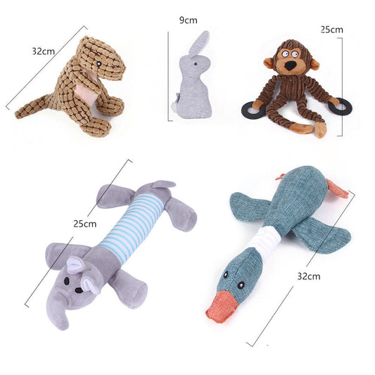 KFX-9934525 Durable Cotton Rope and Plush Dog Toy Set for Teeth Cleaning and Grinding