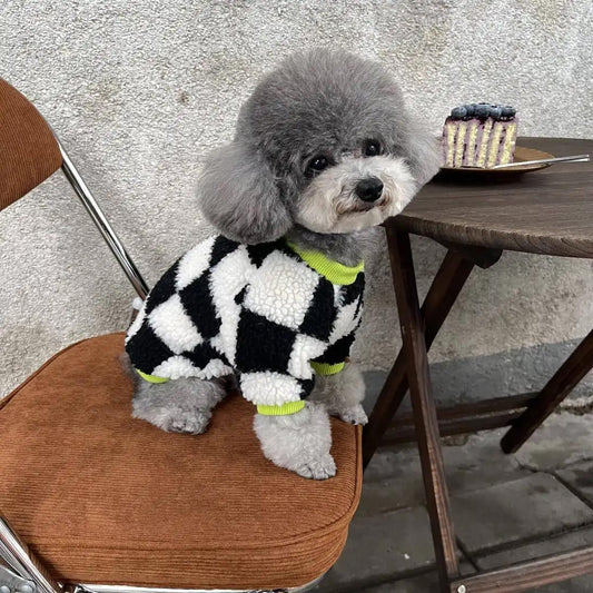 KFX-9936061 Checkerboard Pattern Velvet Pet Clothes - Small to XXL Sizes Available