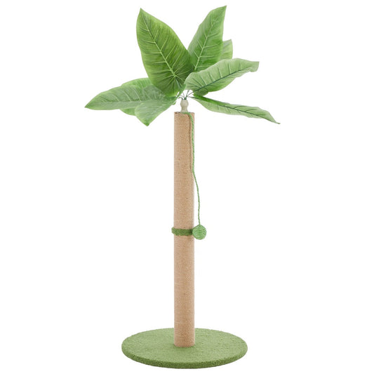 KFX-9936957 Indoor Cat Scratching Post, 33-Inch Tall with Dangling Ball and Palm Tree Design