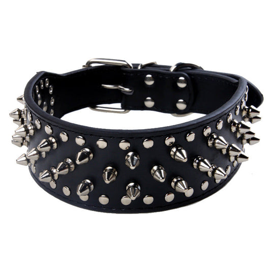 KFX-9937469 Large Dog Punk Rivet Style PU Pet Collar in Multiple Colors