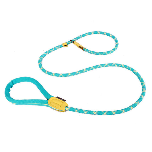 KFX-9939261 Integrated Nylon Pet Leash and Collar Set with Feces Bags - Blue, Black, Yellow, Gray, Pink